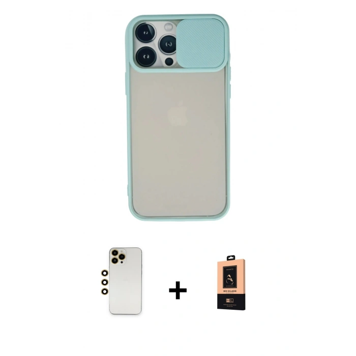 MARSİLYAN™- iPhone 13 Pro Max Kılıf Vadi Çizgi - Şeffaf Maxco Cam Ekran Koruyucu + Shine Kamera Lens - GD