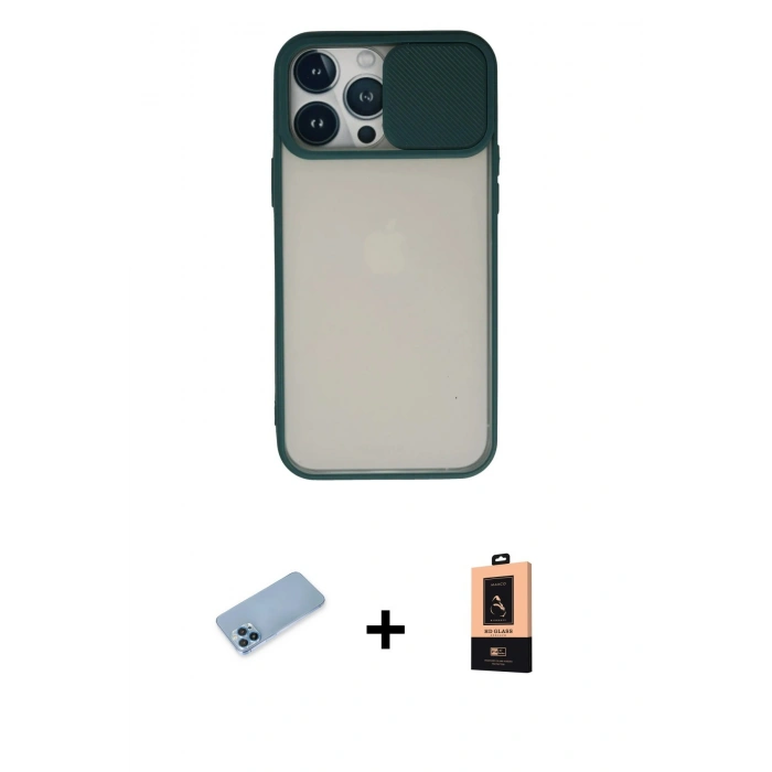 MARSİLYAN™- iPhone 13 Pro Max Kılıf Vadi Çizgi - Şeffaf Maxco Cam Ekran Koruyucu + Shine Kamera Lens Koruma Cam - MI