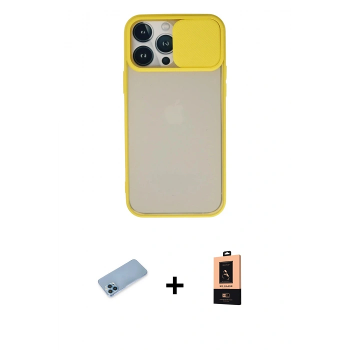 MARSİLYAN™- iPhone 13 Pro Max Kılıf Vadi Çizgi - Şeffaf Maxco Cam Ekran Koruyucu + Shine Kamera Lens Koruma Cam - MI