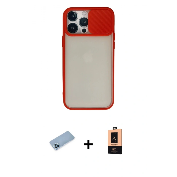 MARSİLYAN™- iPhone 13 Pro Max Kılıf Vadi Çizgi - Şeffaf Maxco Cam Ekran Koruyucu + Shine Kamera Lens Koruma Cam - MI