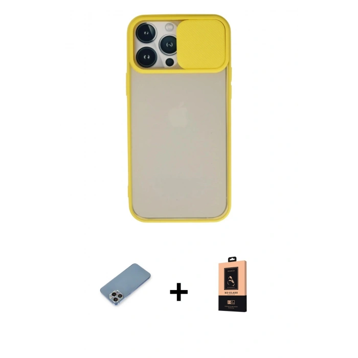 MARSİLYAN™- iPhone 13 Pro Max Kılıf Vadi Çizgi - Şeffaf Maxco Cam Ekran Koruyucu + Shine Kamera Lens Koruma Cam - GI