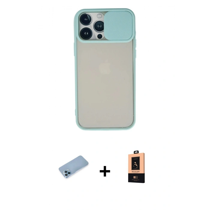 MARSİLYAN™- iPhone 13 Pro Max Kılıf Vadi Çizgi - Şeffaf Maxco Cam Ekran Koruyucu + Shine Kamera Lens Koruma Cam - MI