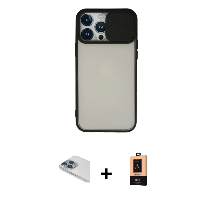 MARSİLYAN™- iPhone 13 Pro Max Kılıf Vadi Çizgi - Şeffaf Maxco Cam Ekran Koruyucu + Sierra Blue Pers Alüminyum Kamera Lens