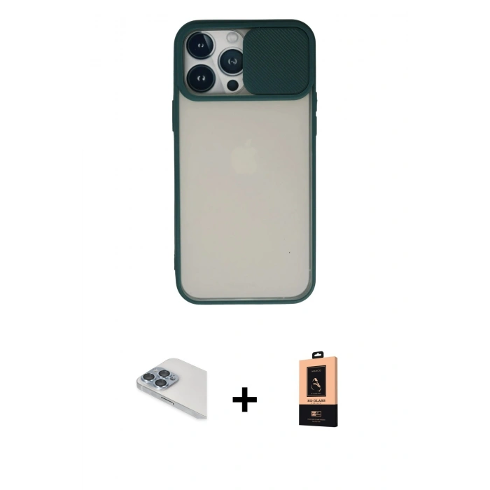 MARSİLYAN™- iPhone 13 Pro Max Kılıf Vadi Çizgi - Şeffaf Maxco Cam Ekran Koruyucu + Sierra Blue Pers Alüminyum Kamera Lens