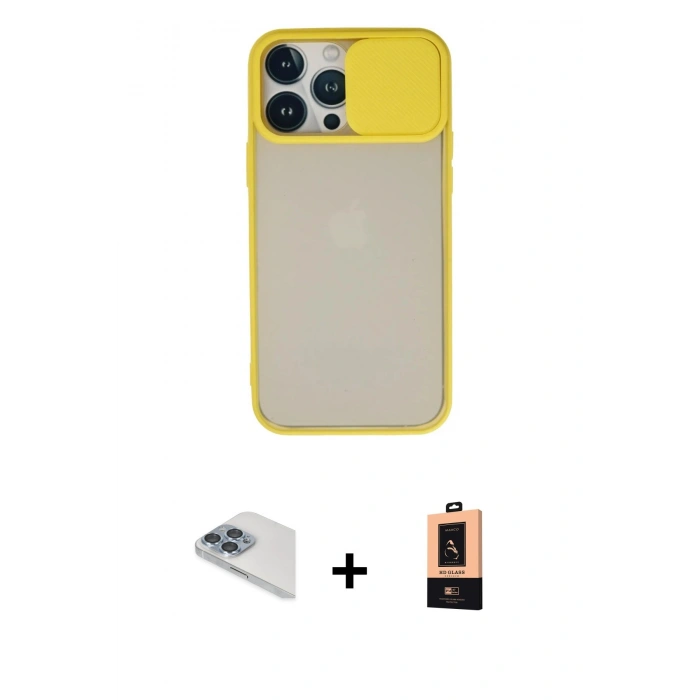 MARSİLYAN™- iPhone 13 Pro Max Kılıf Vadi Çizgi - Şeffaf Maxco Cam Ekran Koruyucu + Sierra Blue Pers Alüminyum Kamera Lens