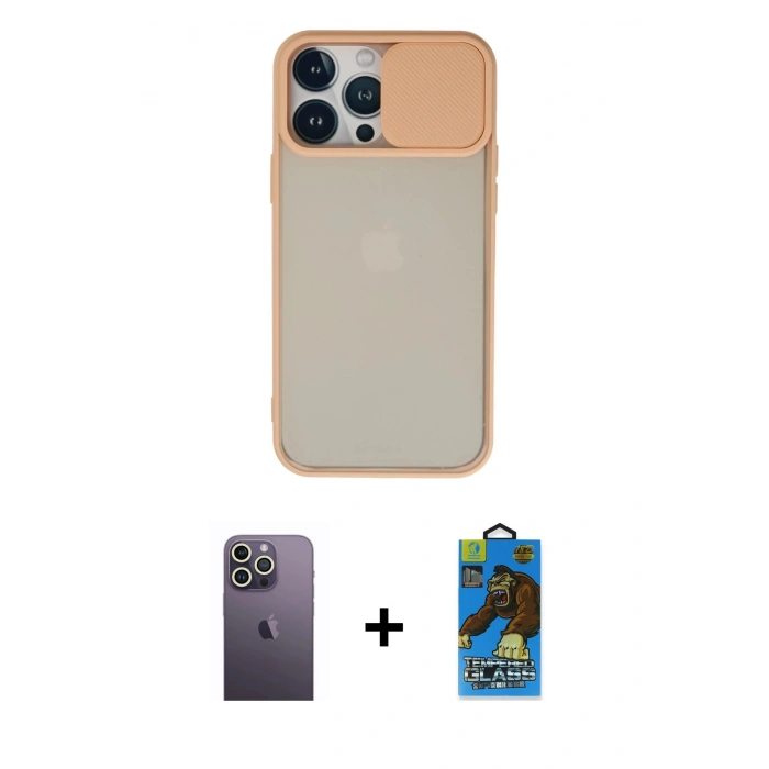 MARSİLYAN™- iPhone 13 Pro Max Kılıf Vadi Çizgi - Siyah 18D Cam Ekran Koruyucu + Neon Fosforlu Kamera Lens - BZ