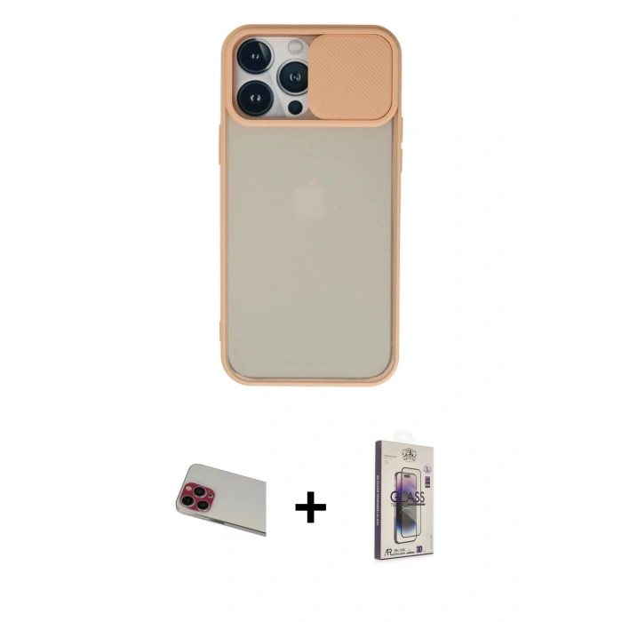 MARSİLYAN™- iPhone 13 Pro Max Kılıf Vadi Çizgi - Siyah Bilvis 3D Cam Ekran Koruyucu + Rainbow Kamera Lens Koruma Cam - KI