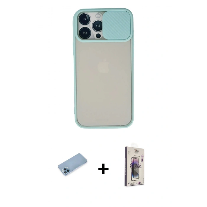 MARSİLYAN™- iPhone 13 Pro Max Kılıf Vadi Çizgi - Siyah Bilvis 3D Cam Ekran Koruyucu + Shine Kamera Lens Koruma Cam - MI