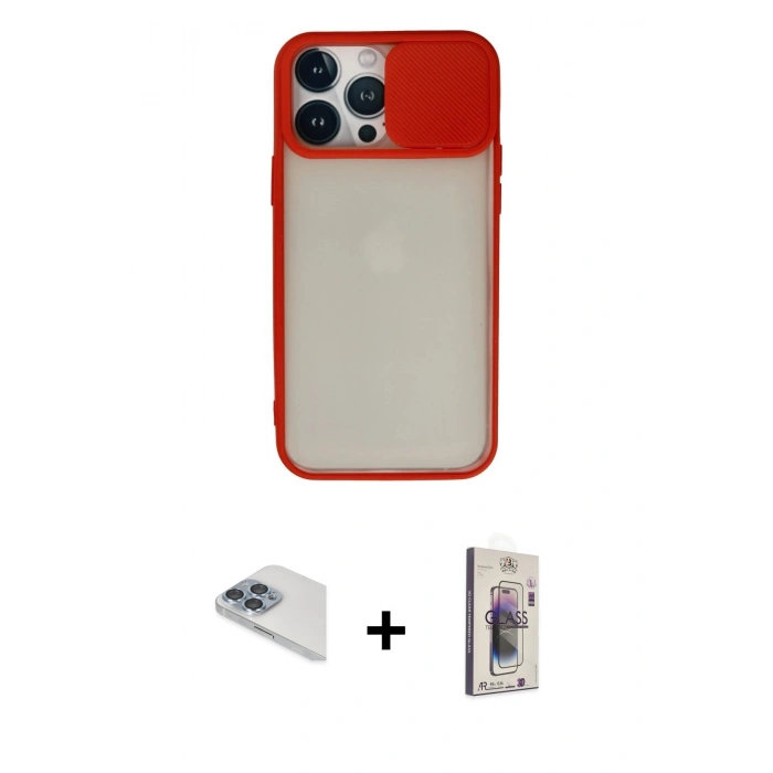 MARSİLYAN™- iPhone 13 Pro Max Kılıf Vadi Çizgi - Siyah Bilvis 3D Cam Ekran Koruyucu + Sierra Blue Pers Alüminyum Kamera Lens