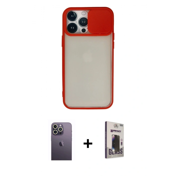 MARSİLYAN™- iPhone 13 Pro Max Kılıf Vadi Çizgi - Siyah Bilvis Hayalet Cam Ekran Koruyucu + Neon Fosforlu Kamera Lens - BZ