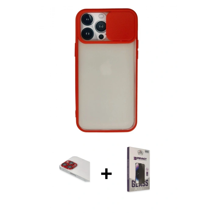 MARSİLYAN™- iPhone 13 Pro Max Kılıf Vadi Çizgi - Siyah Bilvis Hayalet Cam Ekran Koruyucu + Pers Alüminyum Kamera Lens - KI