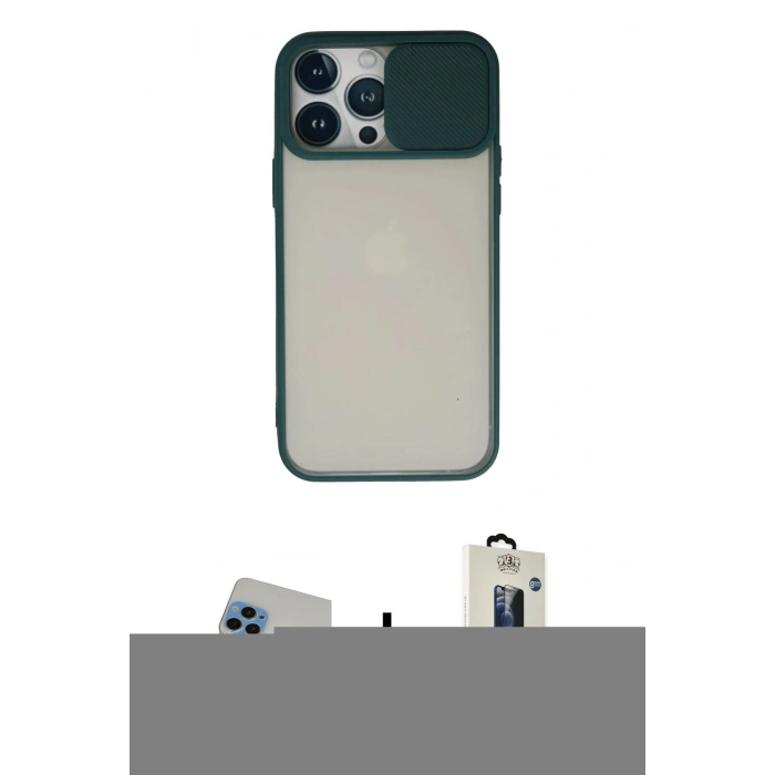 MARSİLYAN™- iPhone 13 Pro Max Kılıf Vadi Çizgi - Siyah Bilvis Hayalet Cam Ekran Koruyucu + Rainbow Kamera Lens Koruma Cam - MI