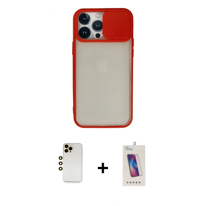 MARSİLYAN™- iPhone 13 Pro Max Kılıf Vadi Çizgi - Siyah Joko 5D Cam + Shine Kamera Lens - GD