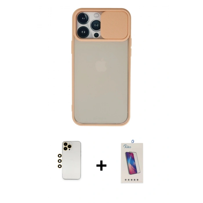 MARSİLYAN™- iPhone 13 Pro Max Kılıf Vadi Çizgi - Siyah Joko 5D Cam + Shine Kamera Lens - GD