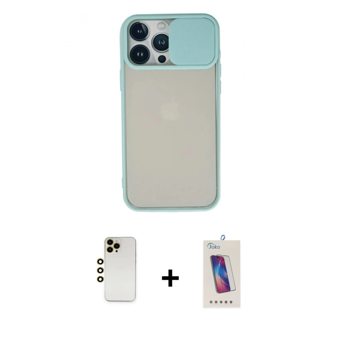 MARSİLYAN™- iPhone 13 Pro Max Kılıf Vadi Çizgi - Siyah Joko 5D Cam + Shine Kamera Lens - GD