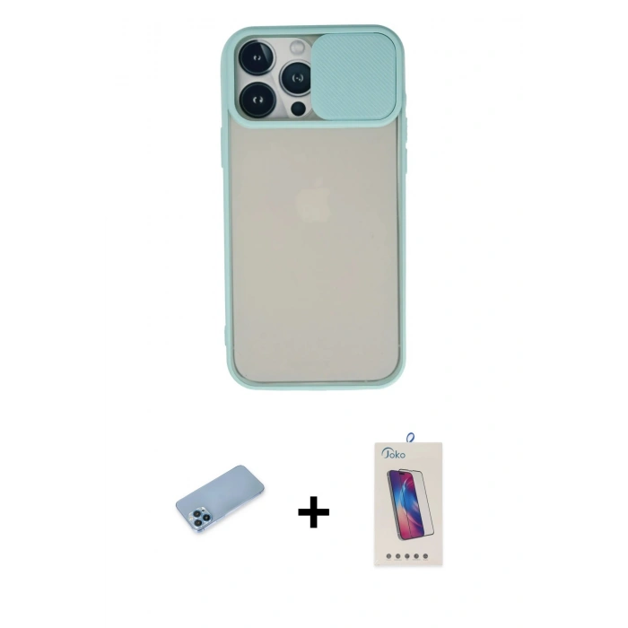 MARSİLYAN™- iPhone 13 Pro Max Kılıf Vadi Çizgi - Siyah Joko 5D Cam + Shine Kamera Lens Koruma Cam - MI