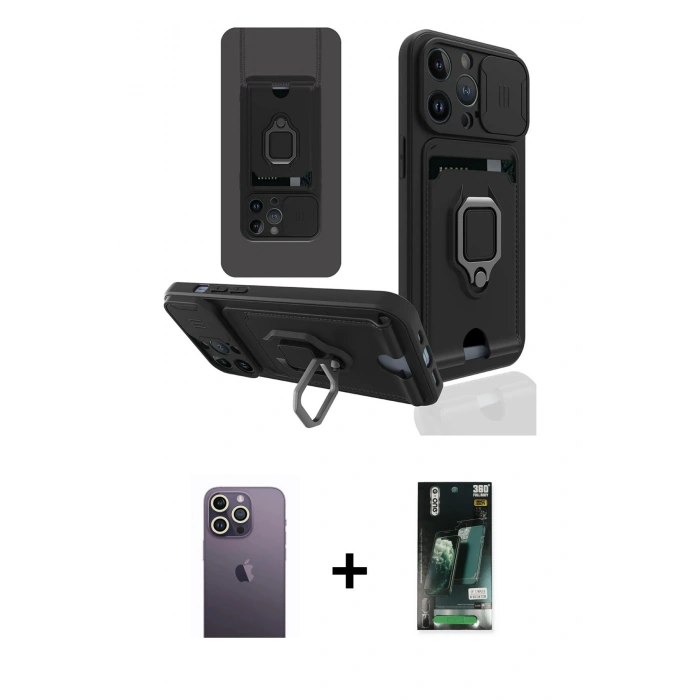 MARSİLYAN™- iPhone 13 Pro Max Kılıf Vadi Form Prime - Şeffaf 360 Full Body Arka Koruyucu + Neon Fosforlu Kamera Lens - BZ