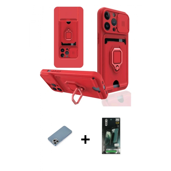 MARSİLYAN™- iPhone 13 Pro Max Kılıf Vadi Form Prime - Şeffaf 360 Full Body Arka Koruyucu + Gökkuşağı Shine Kamera Lens Koruma Cam