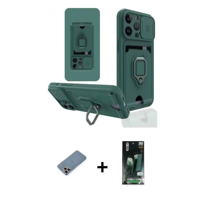 MARSİLYAN™- iPhone 13 Pro Max Kılıf Vadi Form Prime - Şeffaf 360 Full Body Arka Koruyucu + Metal Kamera Lens Koruma Cam - MR
