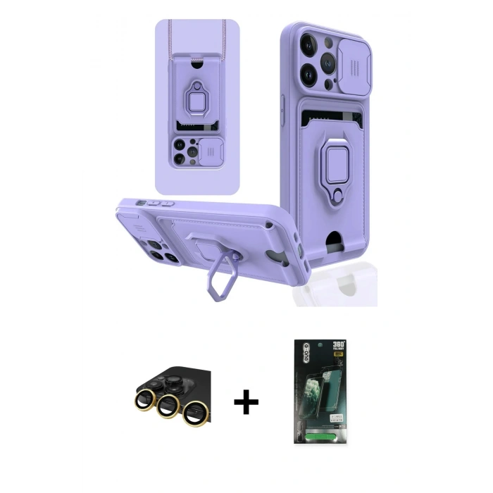 MARSİLYAN™- iPhone 13 Pro Max Kılıf Vadi Form Prime - Şeffaf 360 Full Body Arka Koruyucu + Raze Metal Kamera Lens - GD