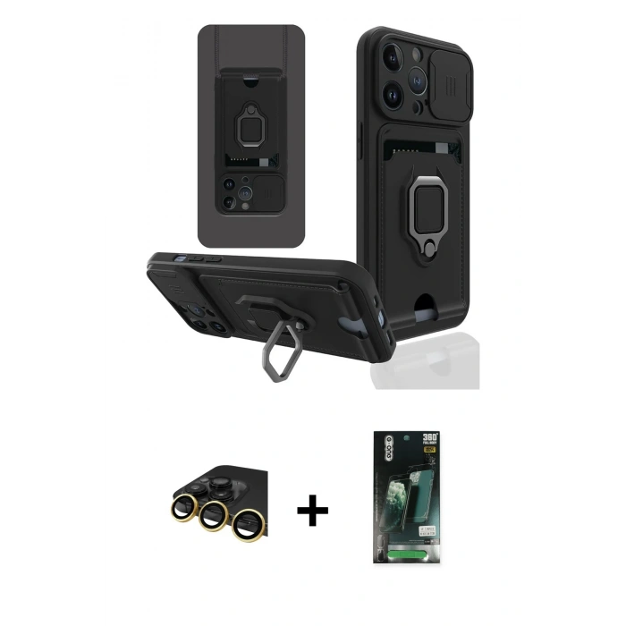MARSİLYAN™- iPhone 13 Pro Max Kılıf Vadi Form Prime - Şeffaf 360 Full Body Arka Koruyucu + Raze Metal Kamera Lens - GD