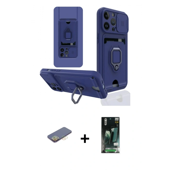 MARSİLYAN™- iPhone 13 Pro Max Kılıf Vadi Form Prime - Şeffaf 360 Full Body Arka Koruyucu + Renkli Kamera Lens Koruma Cam - SI