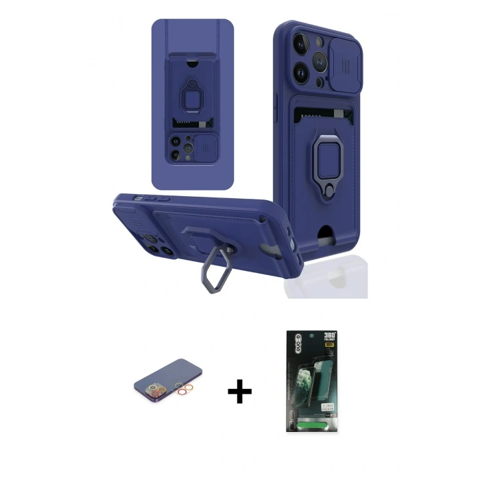 MARSİLYAN™- iPhone 13 Pro Max Kılıf Vadi Form Prime - Şeffaf 360 Full Body Arka Koruyucu + Renkli Kamera Lens Koruma Cam - TU