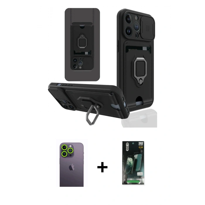 MARSİLYAN™- iPhone 13 Pro Max Kılıf Vadi Form Prime - Şeffaf 360 Full Body Arka Koruyucu + Neon Fosforlu Kamera Lens - YL