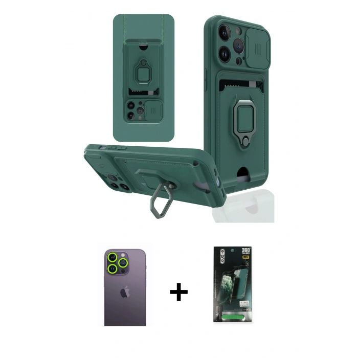 MARSİLYAN™- iPhone 13 Pro Max Kılıf Vadi Form Prime - Şeffaf 360 Full Body Arka Koruyucu + Neon Fosforlu Kamera Lens - YL