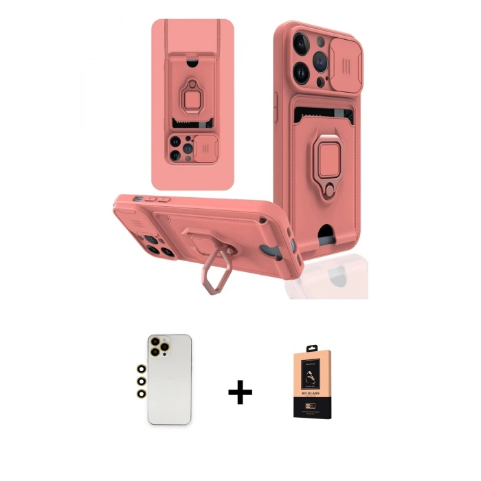 MARSİLYAN™- iPhone 13 Pro Max Kılıf Vadi Form Prime - Şeffaf Maxco Cam Ekran Koruyucu + Gold Shine Kamera Lens