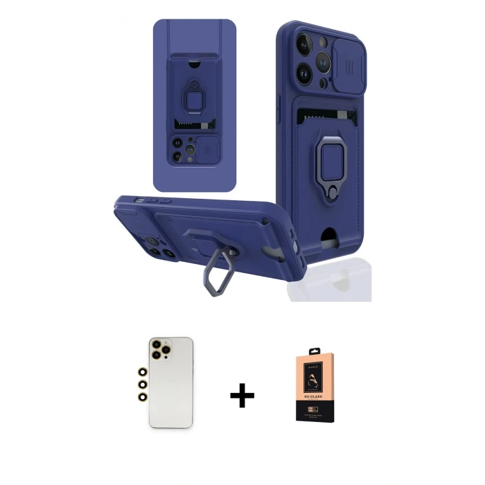 MARSİLYAN™- iPhone 13 Pro Max Kılıf Vadi Form Prime - Şeffaf Maxco Cam Ekran Koruyucu + Gold Shine Kamera Lens