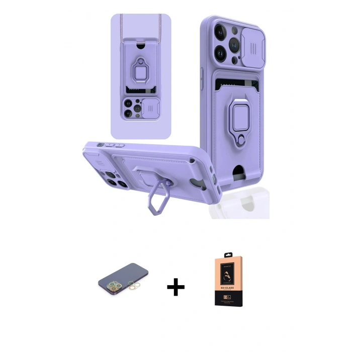 MARSİLYAN™- iPhone 13 Pro Max Kılıf Vadi Form Prime - Şeffaf Maxco Cam Ekran Koruyucu + Renkli Kamera Lens Koruma Cam - SI