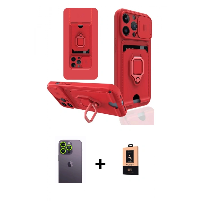 MARSİLYAN™- iPhone 13 Pro Max Kılıf Vadi Form Prime - Şeffaf Maxco Cam Ekran Koruyucu + Neon Fosforlu Kamera Lens - YL