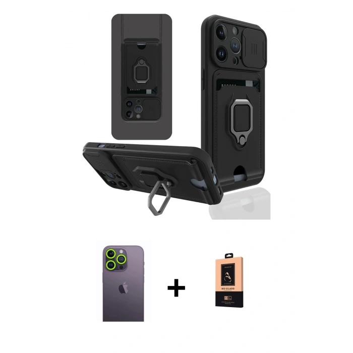 MARSİLYAN™- iPhone 13 Pro Max Kılıf Vadi Form Prime - Şeffaf Maxco Cam Ekran Koruyucu + Neon Fosforlu Kamera Lens - YL