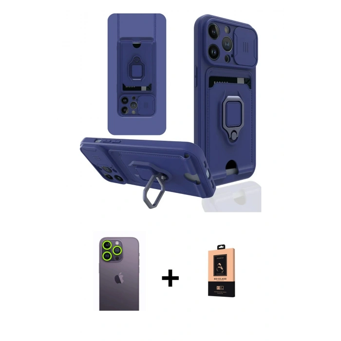 MARSİLYAN™- iPhone 13 Pro Max Kılıf Vadi Form Prime - Şeffaf Maxco Cam Ekran Koruyucu + Neon Fosforlu Kamera Lens - YL