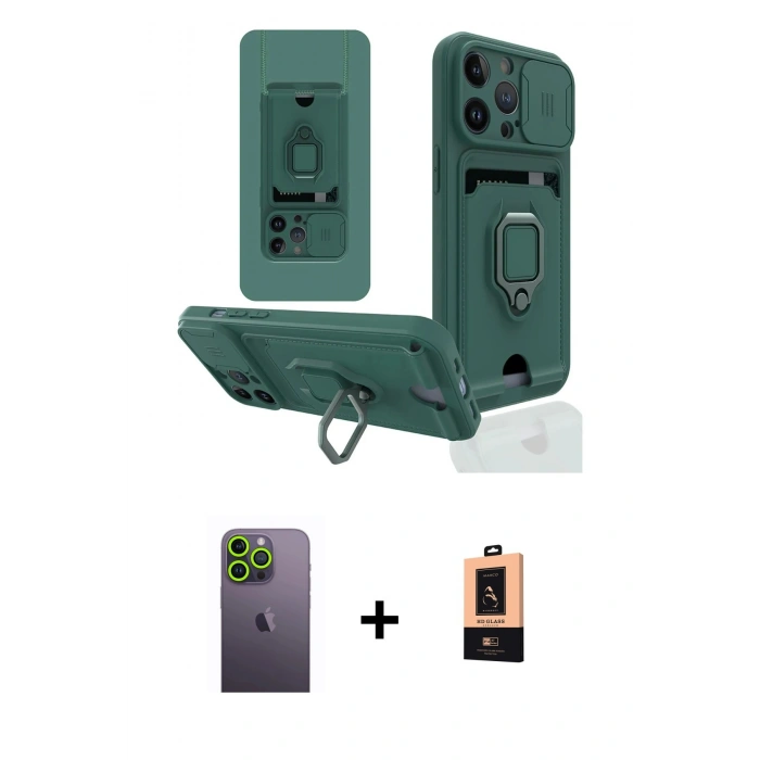 MARSİLYAN™- iPhone 13 Pro Max Kılıf Vadi Form Prime - Şeffaf Maxco Cam Ekran Koruyucu + Neon Fosforlu Kamera Lens - YL