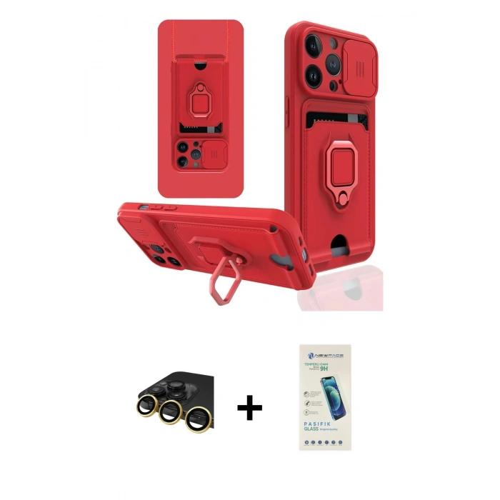 MARSİLYAN™- iPhone 13 Pro Max Kılıf Vadi Form Prime - Şeffaf Pasifik Cam Ekran Koruyucu + Raze Metal Kamera Lens - GD