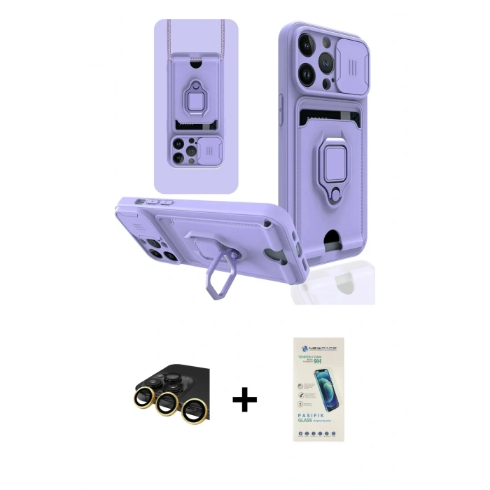 MARSİLYAN™- iPhone 13 Pro Max Kılıf Vadi Form Prime - Şeffaf Pasifik Cam Ekran Koruyucu + Raze Metal Kamera Lens - GD