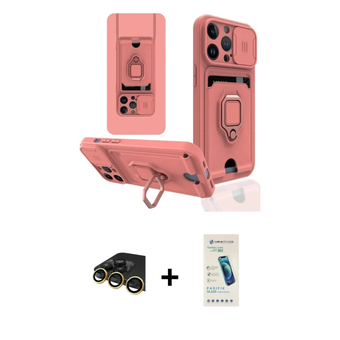 MARSİLYAN™- iPhone 13 Pro Max Kılıf Vadi Form Prime - Şeffaf Pasifik Cam Ekran Koruyucu + Raze Metal Kamera Lens - GD