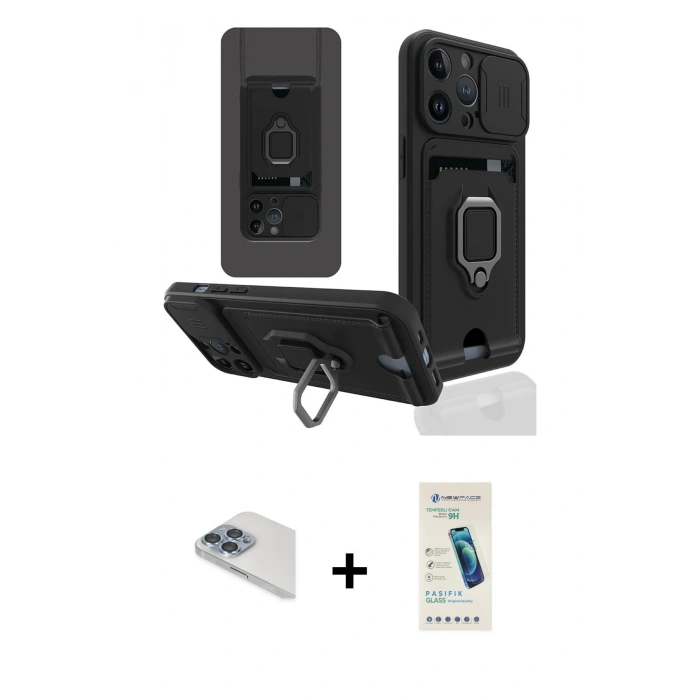 MARSİLYAN™- iPhone 13 Pro Max Kılıf Vadi Form Prime - Şeffaf Pasifik Cam Ekran Koruyucu + Pers Alüminyum Kamera Lens - SABE