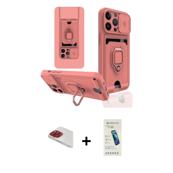MARSİLYAN™- iPhone 13 Pro Max Kılıf Vadi Form Prime - Şeffaf Pasifik Cam Ekran Koruyucu + Pers Alüminyum Kamera Lens - KI