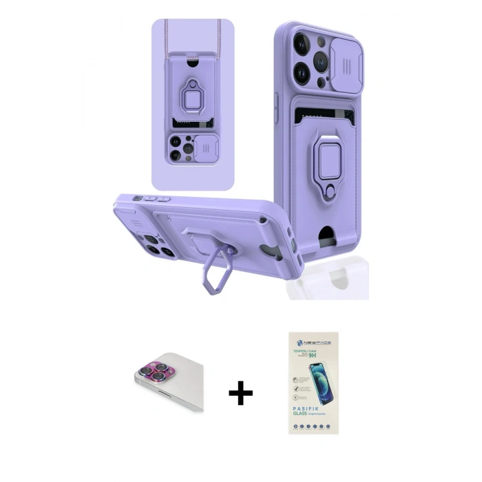 MARSİLYAN™- iPhone 13 Pro Max Kılıf Vadi Form Prime - Şeffaf Pasifik Cam Ekran Koruyucu + Pers Alüminyum Kamera Lens - GI
