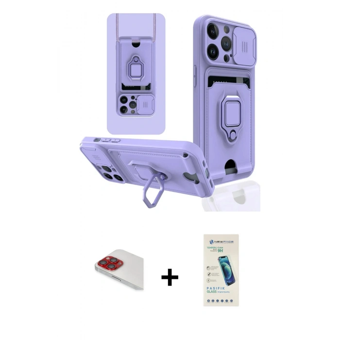 MARSİLYAN™- iPhone 13 Pro Max Kılıf Vadi Form Prime - Şeffaf Pasifik Cam Ekran Koruyucu + Pers Alüminyum Kamera Lens - KI
