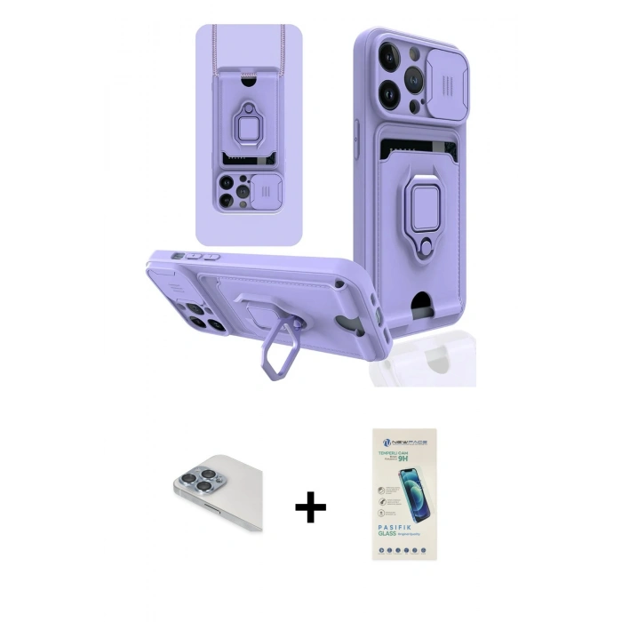 MARSİLYAN™- iPhone 13 Pro Max Kılıf Vadi Form Prime - Şeffaf Pasifik Cam Ekran Koruyucu + Pers Alüminyum Kamera Lens - SABE