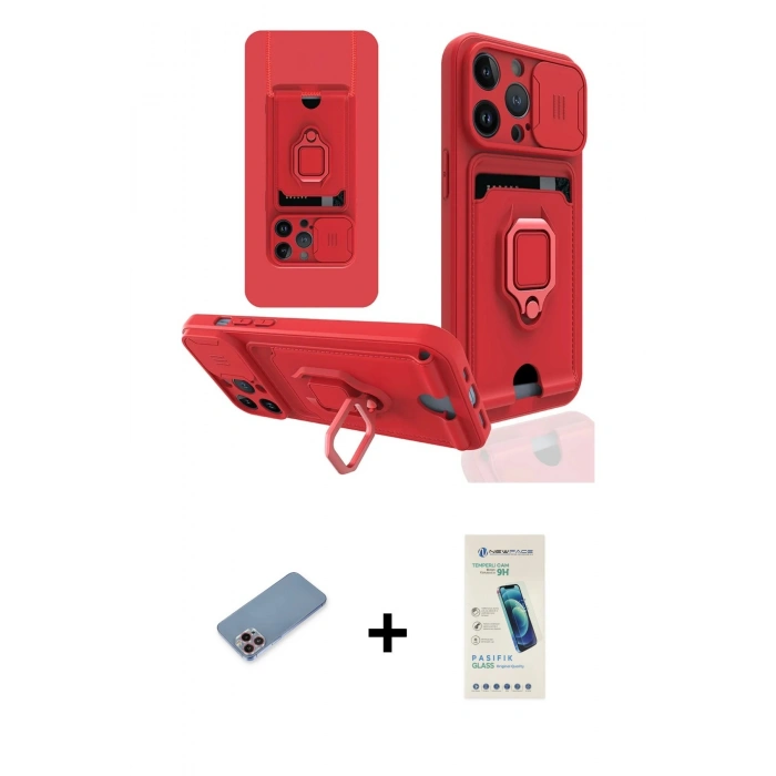 MARSİLYAN™- iPhone 13 Pro Max Kılıf Vadi Form Prime - Şeffaf Pasifik Cam Ekran Koruyucu + Shine Kamera Lens Koruma Cam - PE