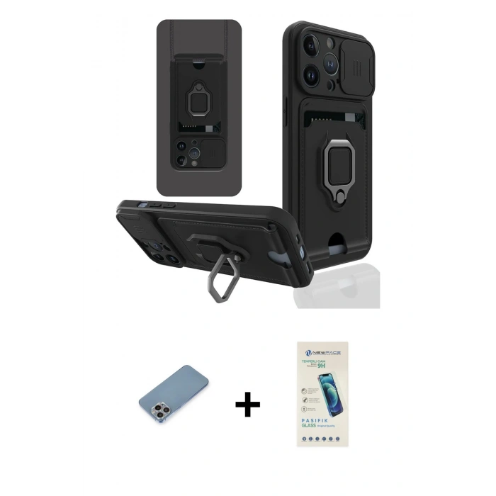 MARSİLYAN™- iPhone 13 Pro Max Kılıf Vadi Form Prime - Şeffaf Pasifik Cam Ekran Koruyucu + Shine Kamera Lens Koruma Cam - GI