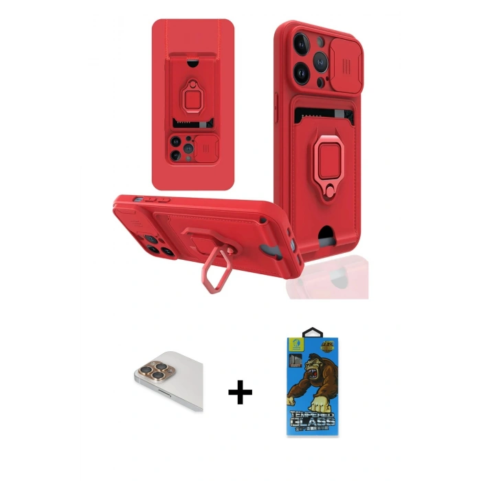 MARSİLYAN™- iPhone 13 Pro Max Kılıf Vadi Form Prime - Siyah 18D Cam Ekran Koruyucu + Pers Alüminyum Kamera Lens - GD