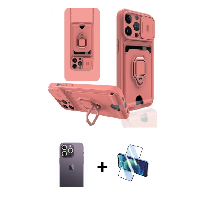 MARSİLYAN™- iPhone 13 Pro Max Kılıf Vadi Form Prime - Siyah 3D Antistatik Cam Ekran Koruyucu + Neon Fosforlu Kamera Lens - BZ