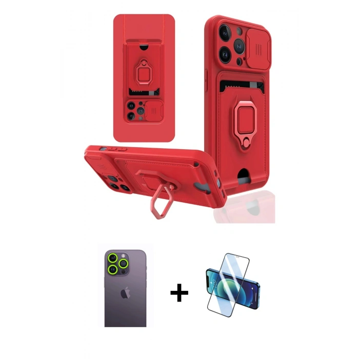 MARSİLYAN™- iPhone 13 Pro Max Kılıf Vadi Form Prime - Siyah 3D Antistatik Cam Ekran Koruyucu + Neon Fosforlu Kamera Lens - YL