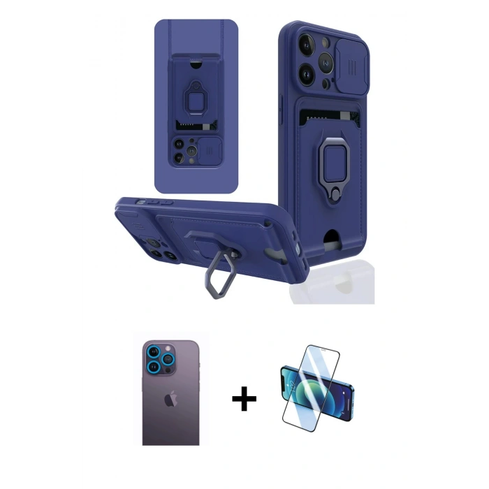 MARSİLYAN™- iPhone 13 Pro Max Kılıf Vadi Form Prime - Siyah 3D Antistatik Cam Ekran Koruyucu + Neon Fosforlu Kamera Lens - MI